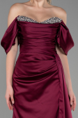 Kirschrot Abendkleid Satin Lang ABU2661