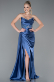 Indigo Abendkleid Satin Lang ABU2127