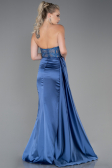Indigo Abendkleid Satin Lang ABU2127