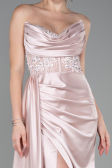 Puder Abendkleid Satin Lang ABU2127
