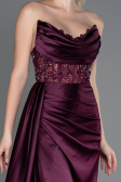 Kirschrot Abendkleid Satin Lang ABU2127