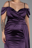 Violett dunkel Kleider İn Großen Größen Satin Lang ABU2855