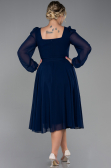 Marineblau Kleider İn Großen Größen Chiffon Midi ABK1753