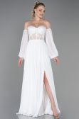 Abendkleid Lang Chiffon Weiß ABU3265