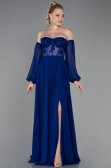 Abendkleid Lang Chiffon Sächsischblau ABU3265