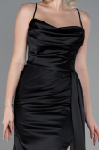 Abschlusskleid Lang Satin Schwarz ABU3267