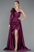 Abendkleid Satin Lang Pflaume ABU1715