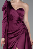 Abendkleid Satin Lang Pflaume ABU1715