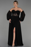 Abendgarderobe in Großen Größen Lang Chiffon Schwarz ABU3266