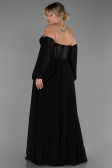 Abendgarderobe in Großen Größen Lang Chiffon Schwarz ABU3266