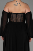 Abendgarderobe in Großen Größen Lang Chiffon Schwarz ABU3266