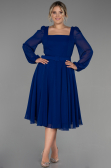 Azurblau Kleider İn Großen Größen Chiffon Midi ABK1753
