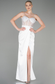 Abendkleid Lang Satin Weiß ABU3312