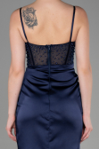 Abendkleid Lang Satin Marineblau ABU3312