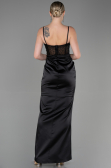 Abendkleid Lang Satin Schwarz ABU3312