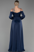 Abendkleid Lang Satin Marineblau ABU2339