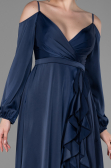 Abendkleid Lang Satin Marineblau ABU2339