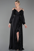 Abendkleid Lang Satin Schwarz ABU2339