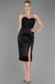 Partykleid Midi Satin Schwarz ABK1845