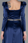 Abendkleid Lang Satin Marineblau ABU3316