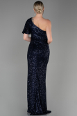Abendkleid im Meerjungfrau-Stil Lang Marineblau ABU1891