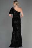 Abendkleid im Meerjungfrau-Stil Lang Schwarz ABU1891
