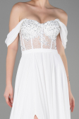 Abendkleid Lang Chiffon Weiß ABU3310