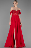 Abendkleid Lang Chiffon Rot ABU3310