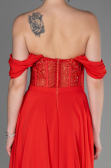 Abendkleid Lang Chiffon Zinnoberrot ABU3310
