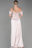 Nude Verlobungskleid Satin Lang ABU1606