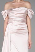 Nude Verlobungskleid Satin Lang ABU1606