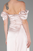 Nude Verlobungskleid Satin Lang ABU1606