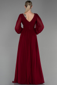 Weinrot Standesamtkleid Chiffon Lang ABU1702