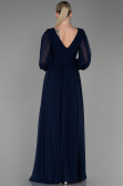Marineblau Standesamtkleid Chiffon Lang ABU1702