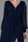 Marineblau Standesamtkleid Chiffon Lang ABU1702