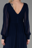 Marineblau Standesamtkleid Chiffon Lang ABU1702