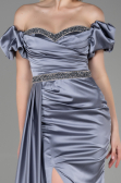 Abendkleid Lang Satin Grau ABU3331