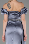 Abendkleid Lang Satin Grau ABU3331