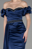 Abendkleid Lang Satin Marineblau ABU3331