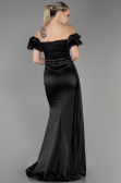 Abendkleid Lang Satin Schwarz ABU3331
