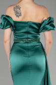 Abendkleid Lang Satin Smaragdgrün ABU3331