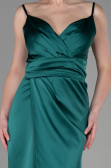 Abendkleid Lang Satin Smaragdgrün ABU564