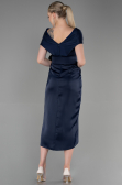 Marineblau Partykleid Satin Kurz ABK1107