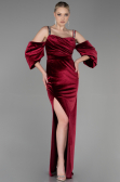 Abendkleid Lang Samt Weinrot ABU3335