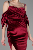 Abendkleid Lang Samt Weinrot ABU3335