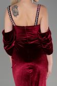 Abendkleid Lang Samt Weinrot ABU3335