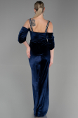 Abendkleid Lang Samt Marineblau ABU3335