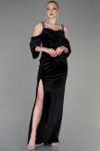 Abendkleid Lang Samt Schwarz ABU3335