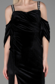 Abendkleid Lang Samt Schwarz ABU3335