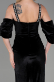 Abendkleid Lang Samt Schwarz ABU3335